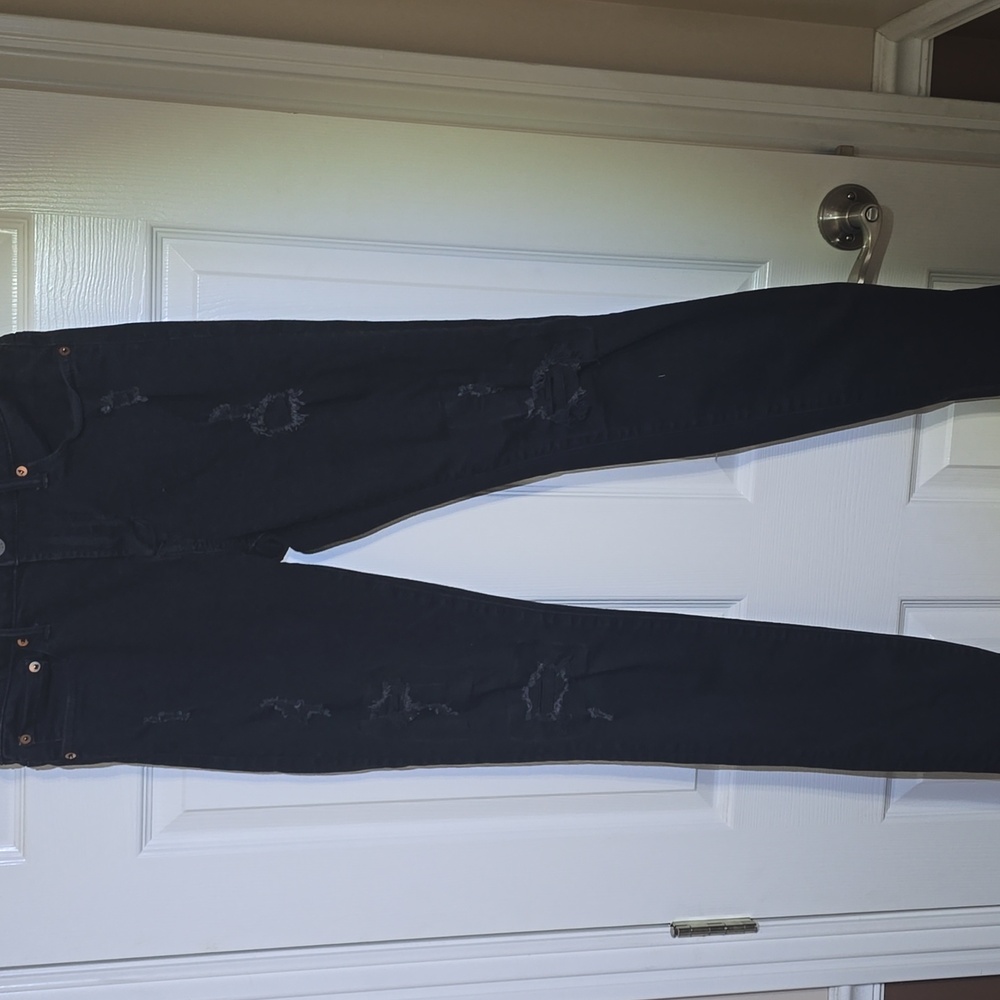 AMERICAN EAGLE 30X34 Men's Black Distressed SKINNY Jeans
